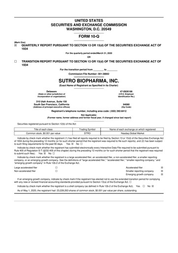 Thumbnail Sutro Biopharma 10-Q Quarterly Report FY2020 