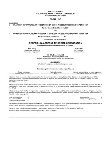 Thumbnail Peapack-Gladstone Financial 10-Q Quarterly Report FY2020 