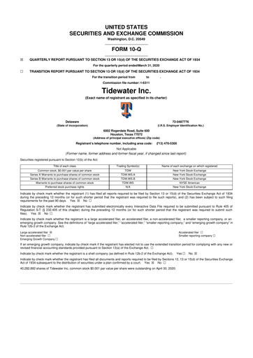 Thumbnail Tidewater 10-Q Quarterly Report FY2020 
