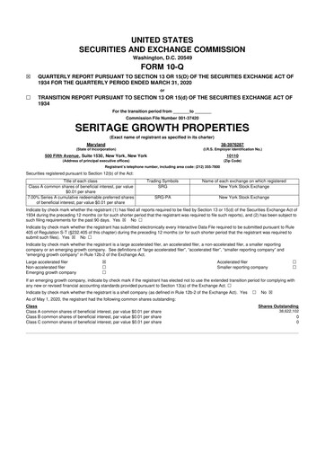 Thumbnail Seritage Growth Properties
 10-Q Quarterly Report FY2020 