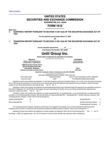 Thumbnail Uniti 10-Q Quarterly Report FY2020 