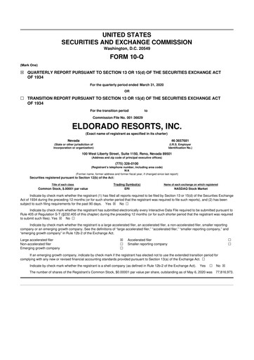 Thumbnail Caesars Entertainment
 10-Q Quarterly Report FY2020 