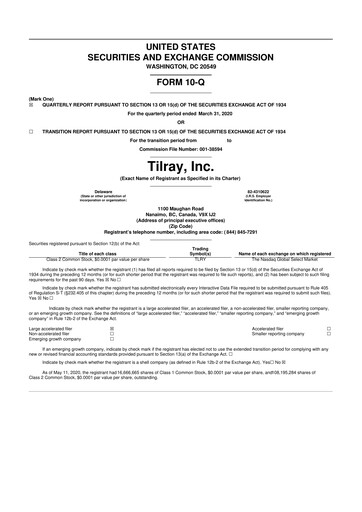 Thumbnail Tilray Brands
 10-Q Quarterly Report FY 