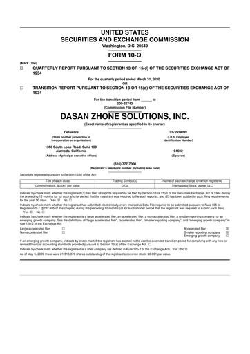 Miniature DZS Inc 10-Q Rapport trimestriel 2020 