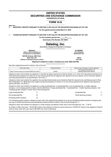 Miniature Datadog 10-Q Rapport trimestriel 2020 