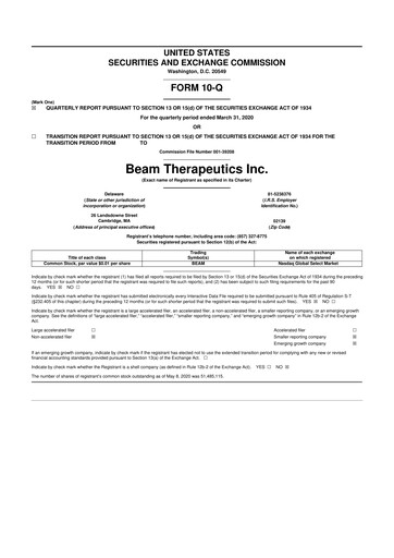 Thumbnail Beam Therapeutics
 10-Q Quarterly Report FY2020 