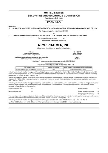 Thumbnail aTyr Pharma 10-Q Quarterly Report FY2020 