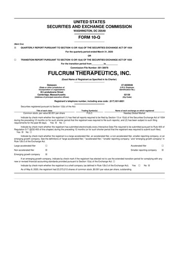 Thumbnail Fulcrum Therapeutics 10-Q Quarterly Report FY2020 