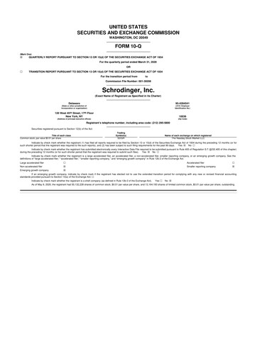 Thumbnail Schrödinger 10-Q Quarterly Report FY2020 