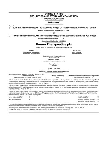Thumbnail Iterum Therapeutics 10-Q Quarterly Report FY2020 
