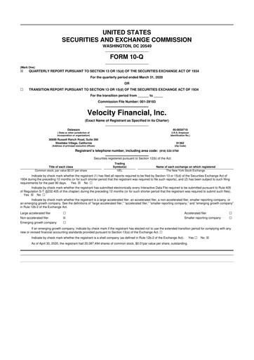Thumbnail Velocity Financial 10-Q Quarterly Report FY2020 
