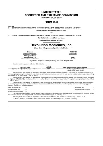 Vorschaubild Revolution Medicines
 10-Q Quartalsbericht 2020 