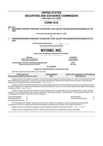 Vorschaubild Myomo 10-Q Quartalsbericht 2020 