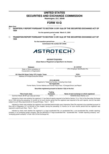 Miniature Astrotech 10-Q Rapport trimestriel 2020 