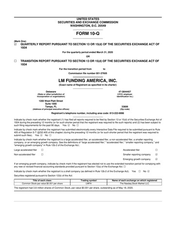 Vorschaubild LM Funding America 10-Q Quartalsbericht 2020 