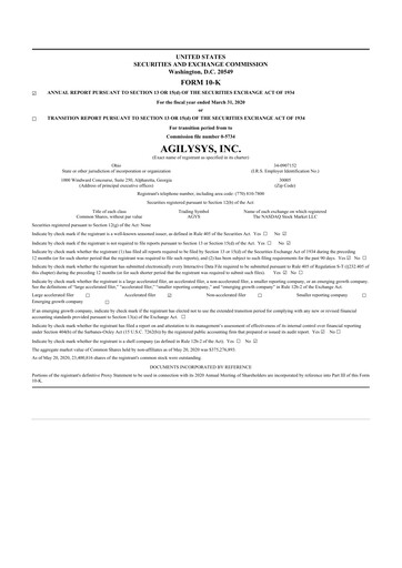 Thumbnail Agilysys 10-K Annual Report 2020