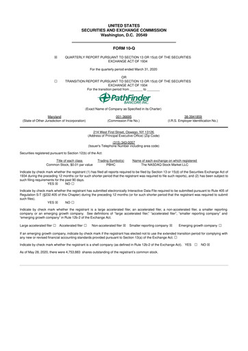 Miniature Pathfinder Bancorp 10-Q Rapport trimestriel 2020 