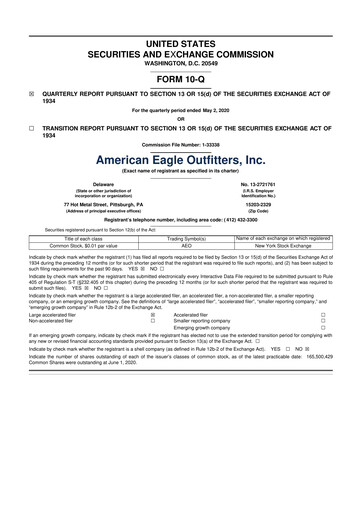 Thumbnail American Eagle Outfitters
 10-Q Quarterly Report FY2020 