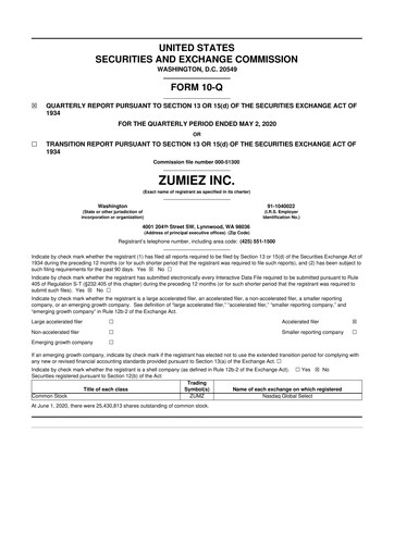 Thumbnail Zumiez 10-Q Quarterly Report FY2020 