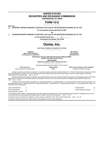 Miniature Ooma 10-Q Rapport trimestriel 2021 