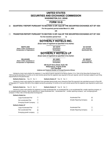 Vorschaubild Sotherly Hotels 10-Q Quartalsbericht  