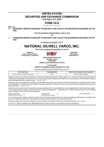 Thumbnail NOV 10-Q Quarterly Report FY2020 