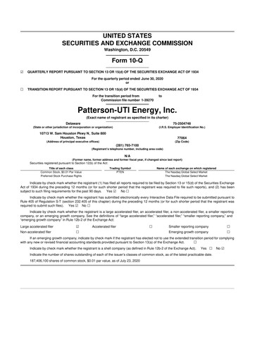 Thumbnail Patterson-UTI Energy 10-Q Quarterly Report FY2020 