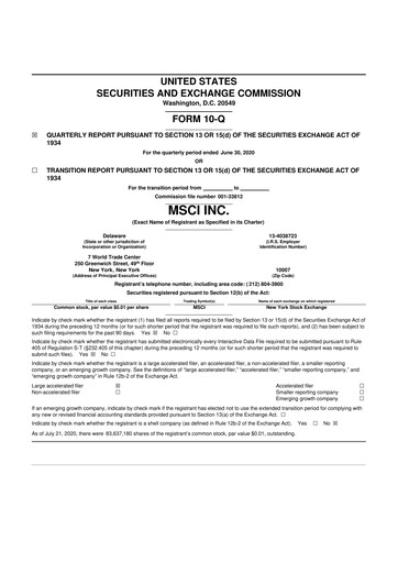 Vorschaubild MSCI 10-Q Quartalsbericht  