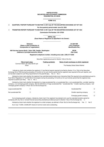 Thumbnail Impinj 10-Q Quarterly Report FY2020 