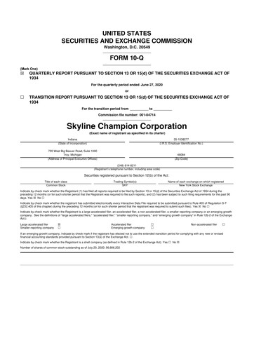 Miniature Champion Homes 10-Q Rapport trimestriel  