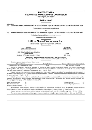 Thumbnail Hilton Grand Vacations
 10-Q Quarterly Report FY2020 