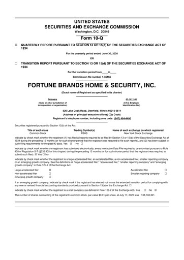 Thumbnail Fortune Brands Innovations 10-Q Quarterly Report FY2020 