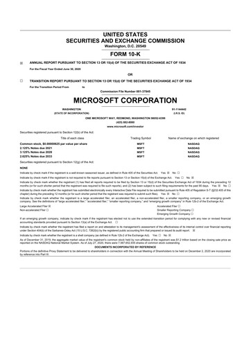 Thumbnail Microsoft 10-K Annual Report 2020