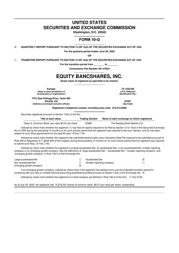 Vorschaubild Equity Bancshares 10-Q Quartalsbericht 2020 