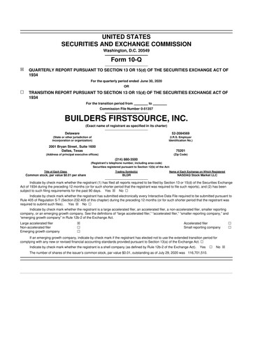 Miniature Builders FirstSource
 10-Q Rapport trimestriel 2020 