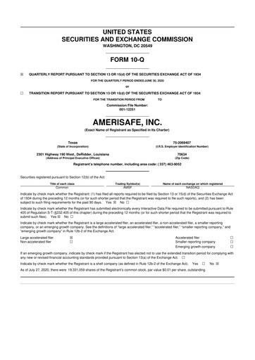 Thumbnail AMERISAFE 10-Q Quarterly Report FY2020 