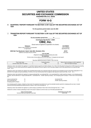 Thumbnail CBIZ 10-Q Quarterly Report FY2020 