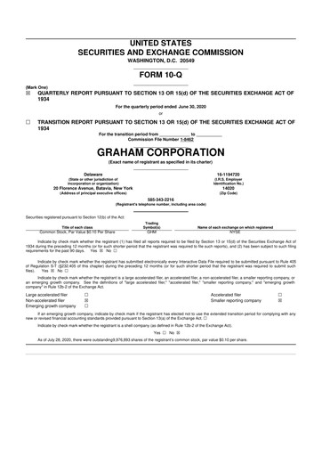 Vorschaubild Graham Corporation
 10-Q Quartalsbericht 2020 