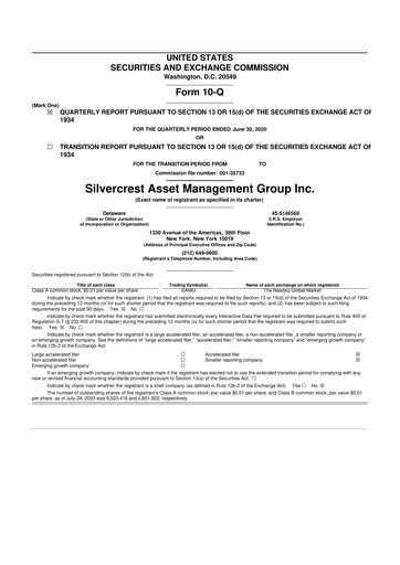 Thumbnail Silvercrest Asset Management Group 10-Q Quarterly Report FY2020 