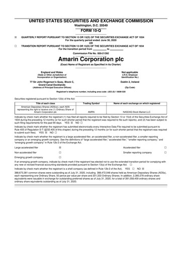 Thumbnail Amarin Corporation
 10-Q Quarterly Report FY 