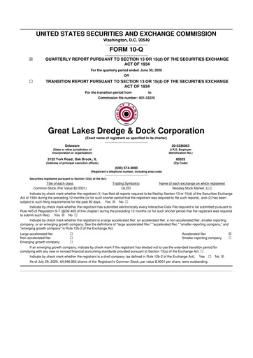 Thumbnail Great Lakes Dredge & Dock Corp. 10-Q Quarterly Report FY2020 