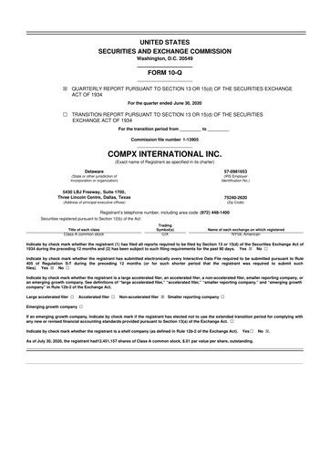 Thumbnail CompX International 10-Q Quarterly Report FY2020 