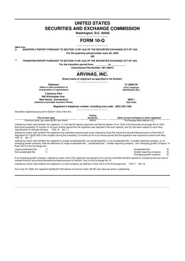 Thumbnail Arvinas 10-Q Quarterly Report FY 