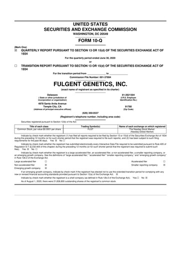 Thumbnail Fulgent Genetics
 10-Q Quarterly Report FY2020 