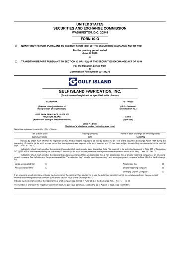 Thumbnail Gulf Island Fabrication
 10-Q Quarterly Report FY2020 