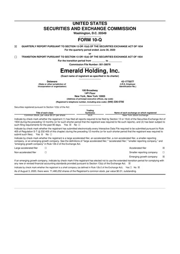 Thumbnail Emerald Holding 10-Q Quarterly Report FY2020 