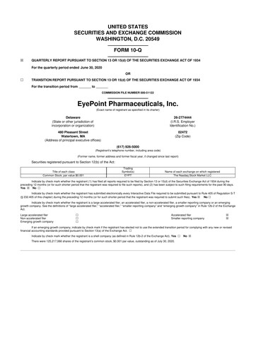 Thumbnail EyePoint Pharmaceuticals
 10-Q Quarterly Report FY2020 