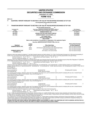 Thumbnail Dominion Energy 10-Q Quarterly Report FY 