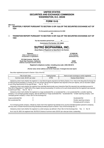 Thumbnail Sutro Biopharma 10-Q Quarterly Report FY2020 