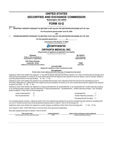 Thumbnail Orthofix Medical
 10-Q Quarterly Report FY2020 
